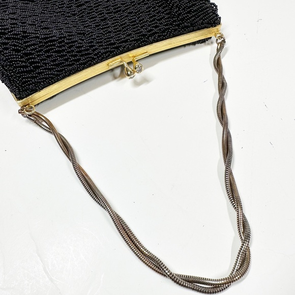 vintage Walborg black beaded Evening Chain Bag handbag purse Hong Kong - Picture 4 of 9